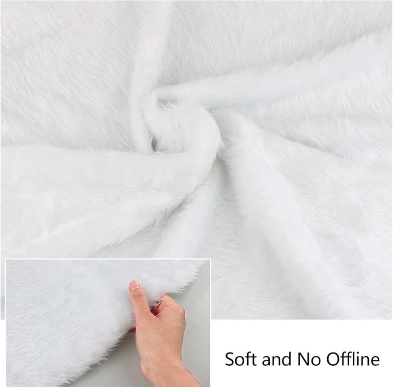 Lerryone Christmas Tree Skirt, 24 Inch Faux Fur White Tree Skirt Small Snowy White Plush Velvet Xmas Tree Mat Base Cover for Holiday Home Party Decorations - Image 5